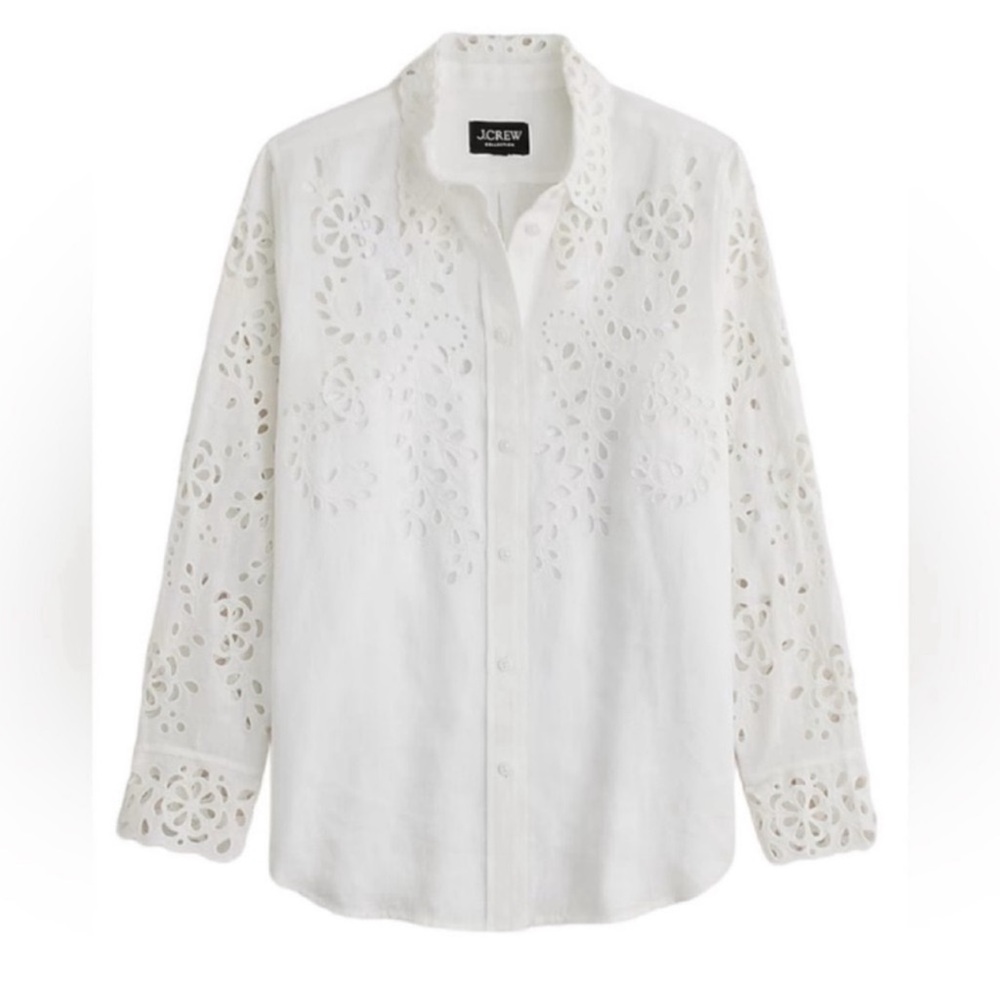 J.Crew Collection Classic-Fit Linen Eyelet Button Down Shirt